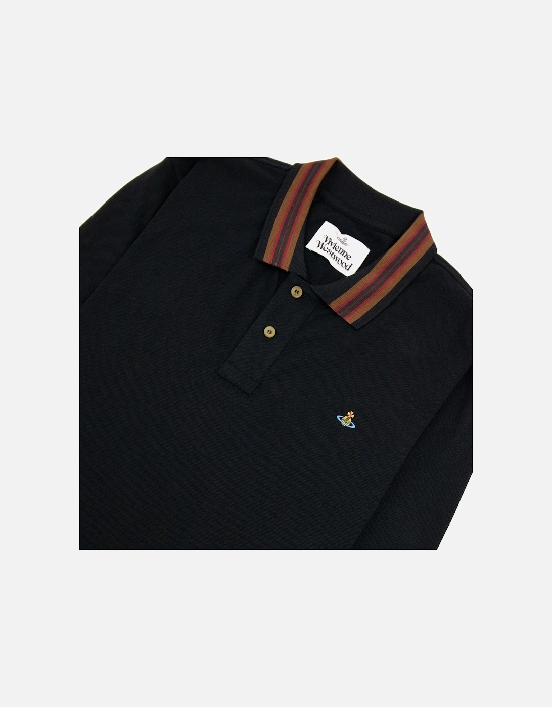 Long Sleeve Classic Stripe Collar Polo Black