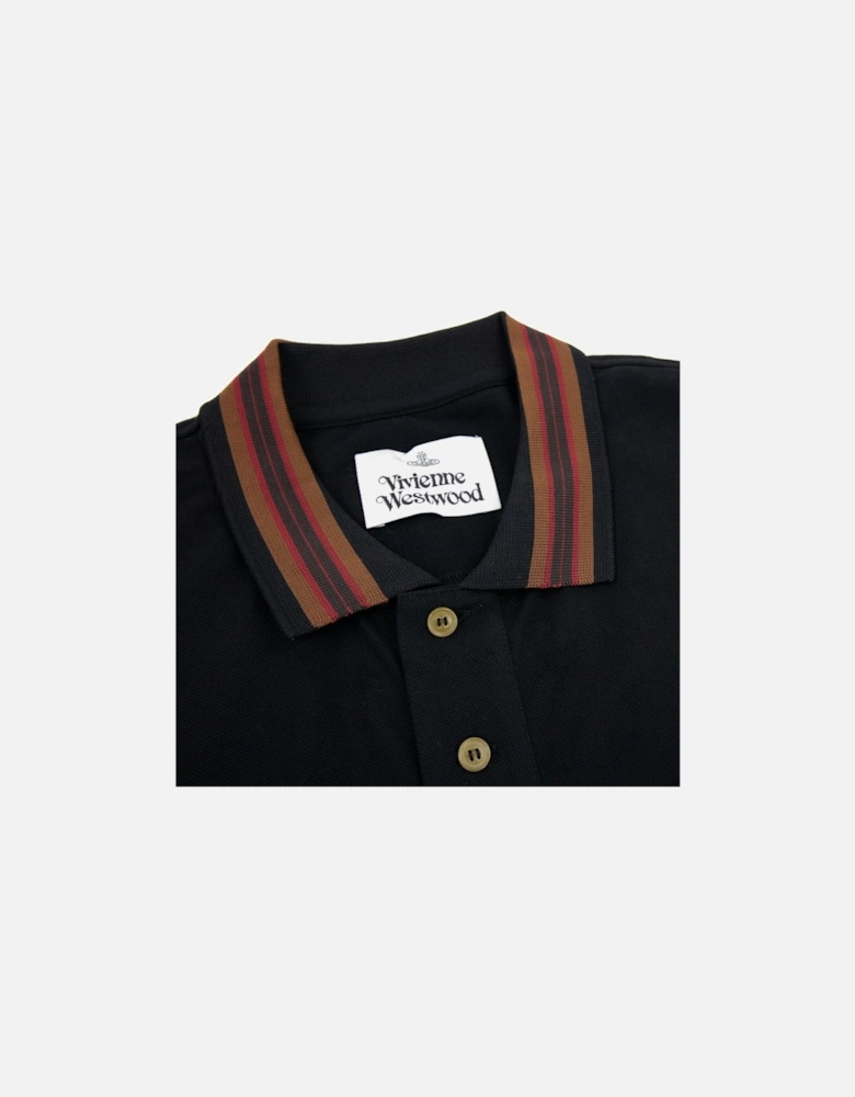 Long Sleeve Classic Stripe Collar Polo Black