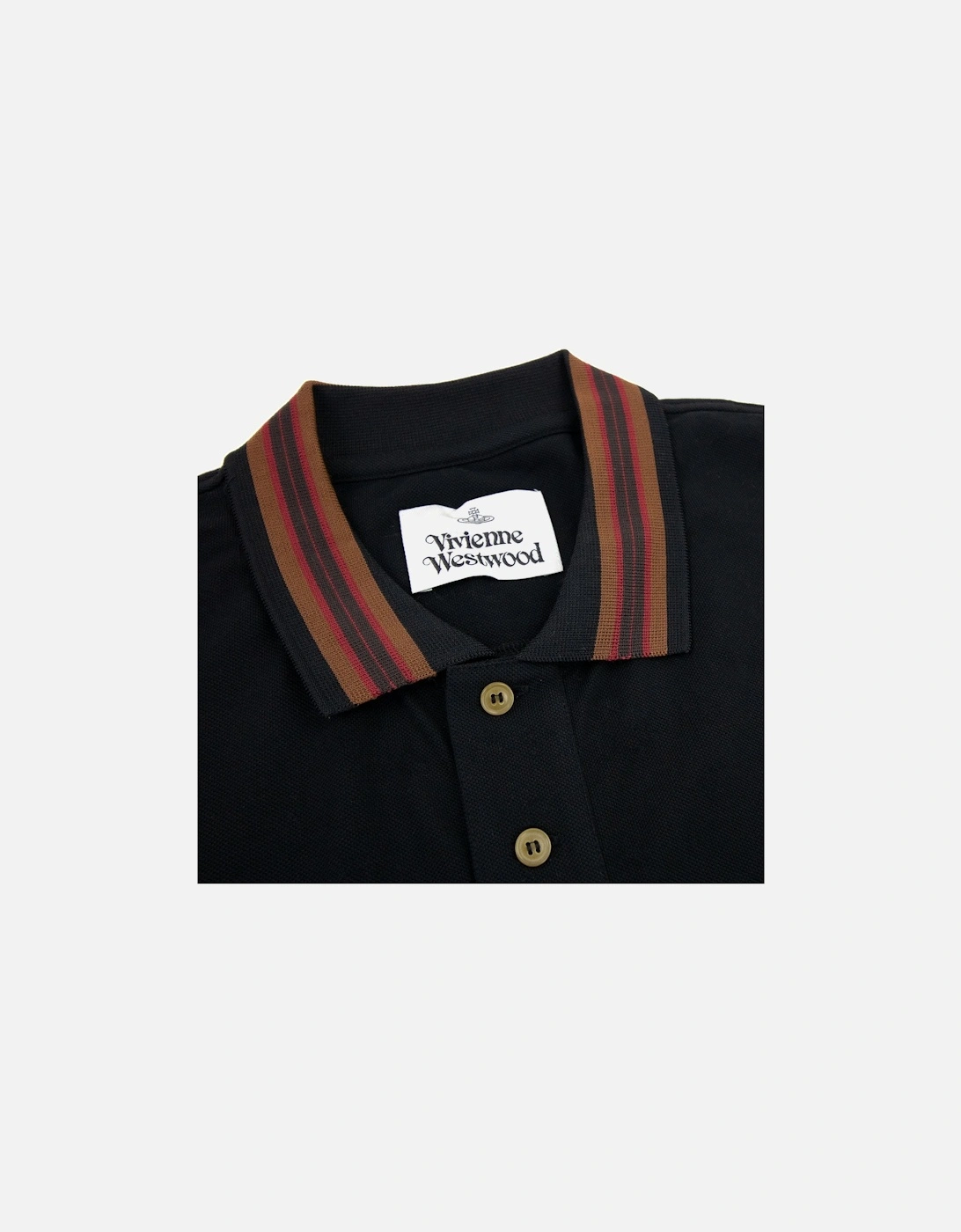 Long Sleeve Classic Stripe Collar Polo Black