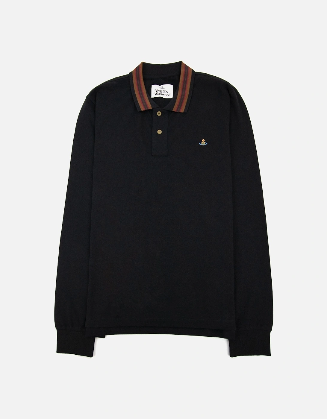 Long Sleeve Classic Stripe Collar Polo Black, 5 of 4