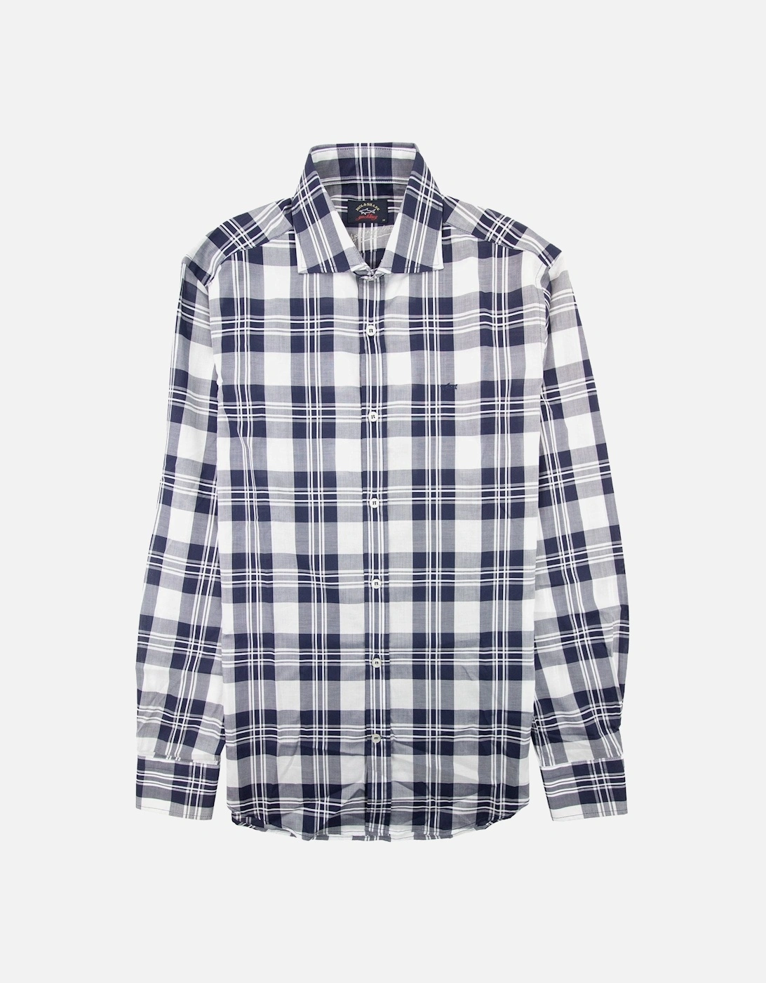 Paul And Shark Cotton Twill Sport Shirt Blue Tartan, 5 of 4