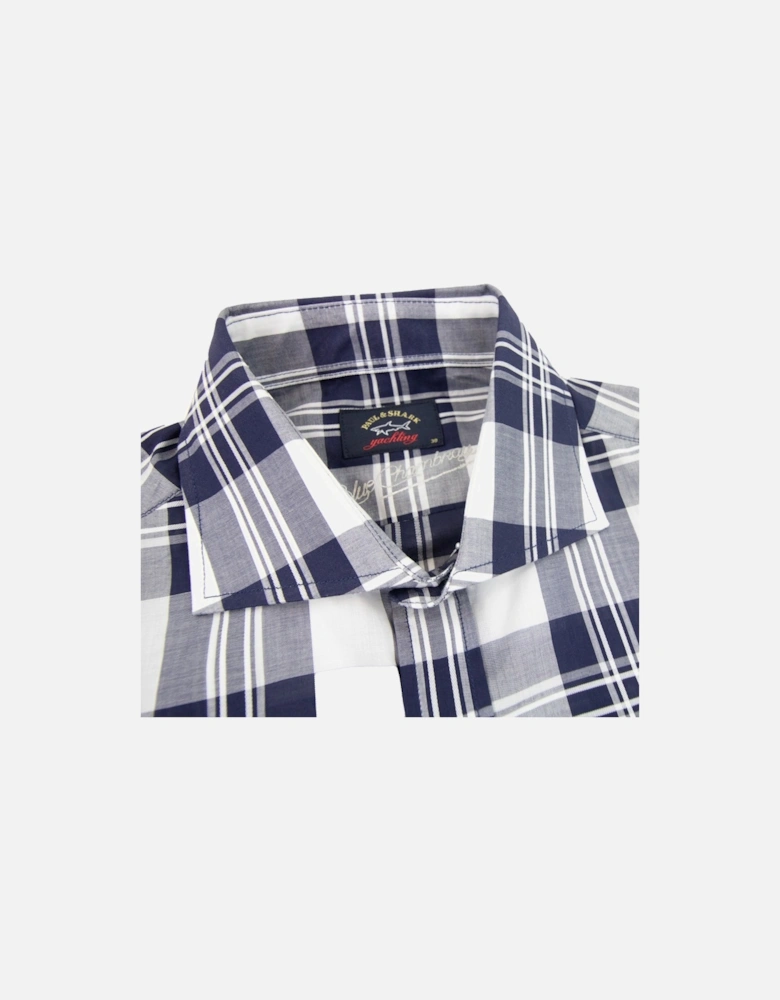 Paul And Shark Cotton Twill Sport Shirt Blue Tartan