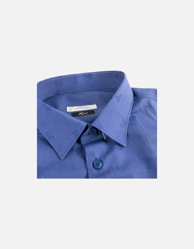 All Over Logo Print L/s Shirt Navy Blue