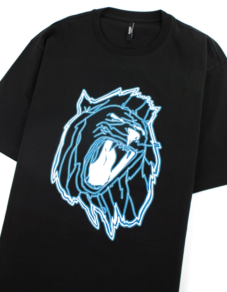 Versace Versus Lion Head Print T-shirt Black