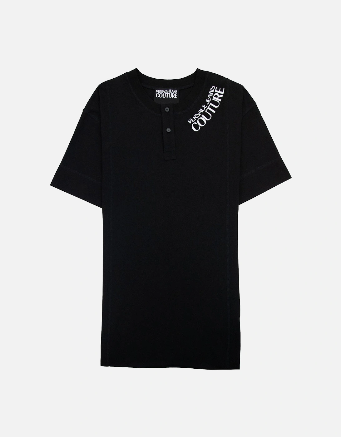 Jeans Couture Embroidered Logo Button Crewneck T Shirt Black, 6 of 5