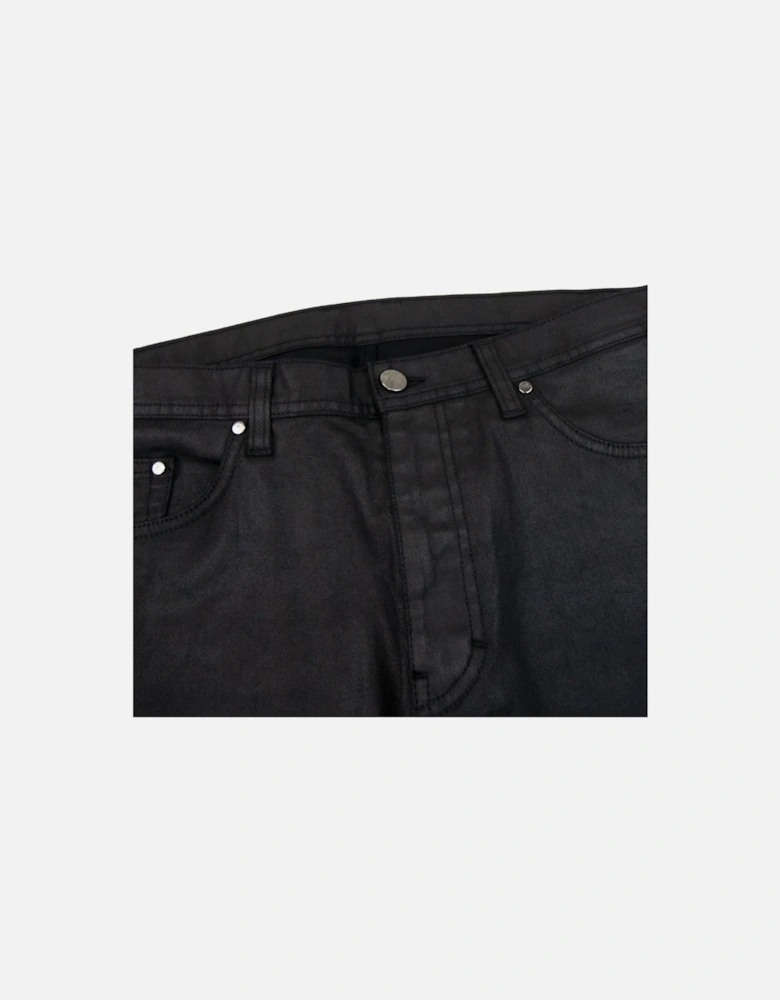 Shiny Material Casual Denim Jean Black