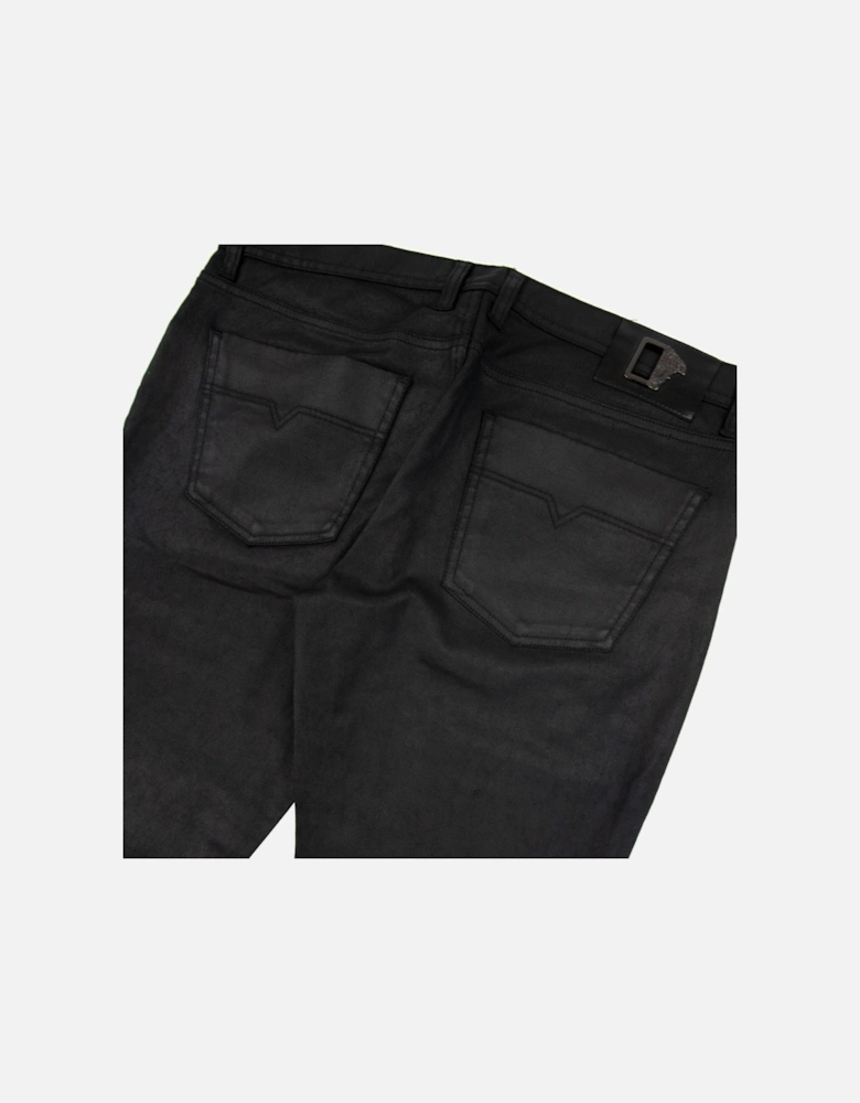 Shiny Material Casual Denim Jean Black