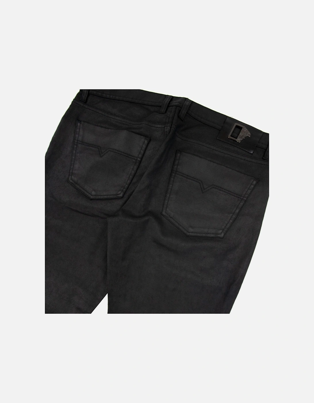 Shiny Material Casual Denim Jean Black