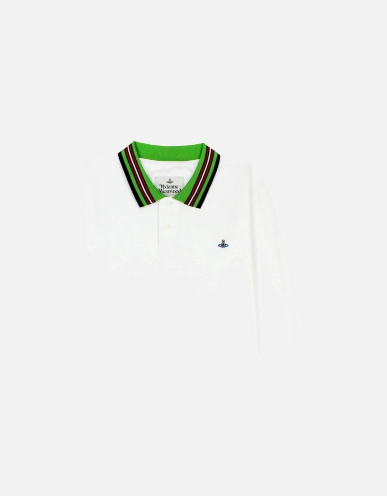 Ls Polo Stripe Collar White