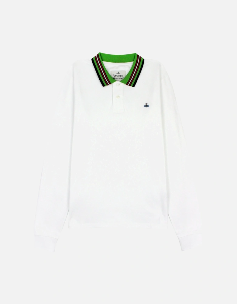 Ls Polo Stripe Collar White