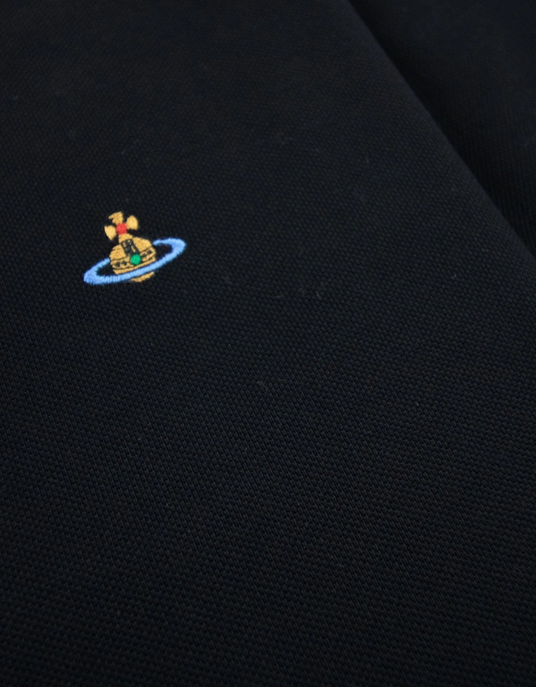 Classic Polo Stripe Collar Black