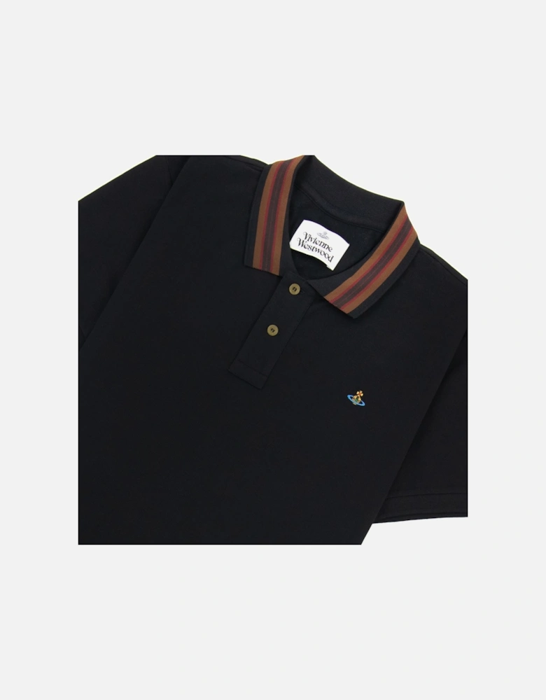 Classic Polo Stripe Collar Black