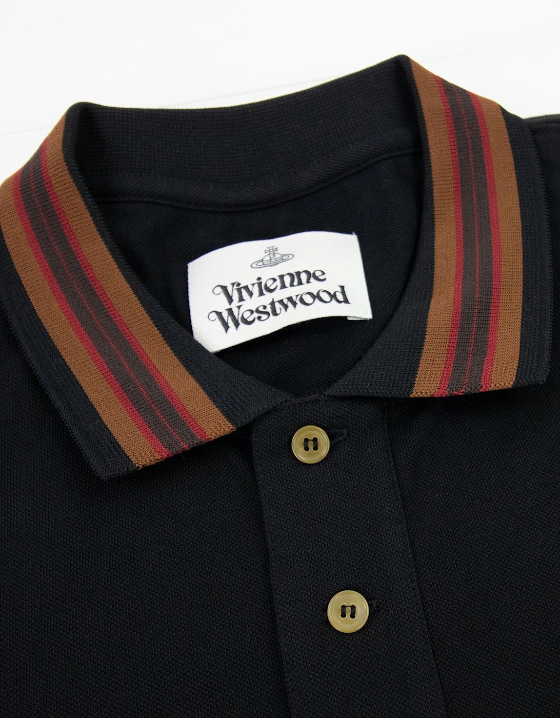 Classic Polo Stripe Collar Black