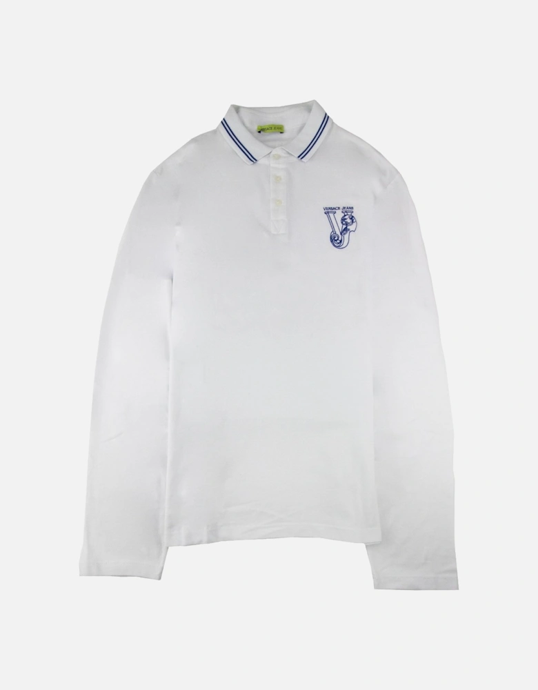 Jeans Embroidered Logo L/s Polo White
