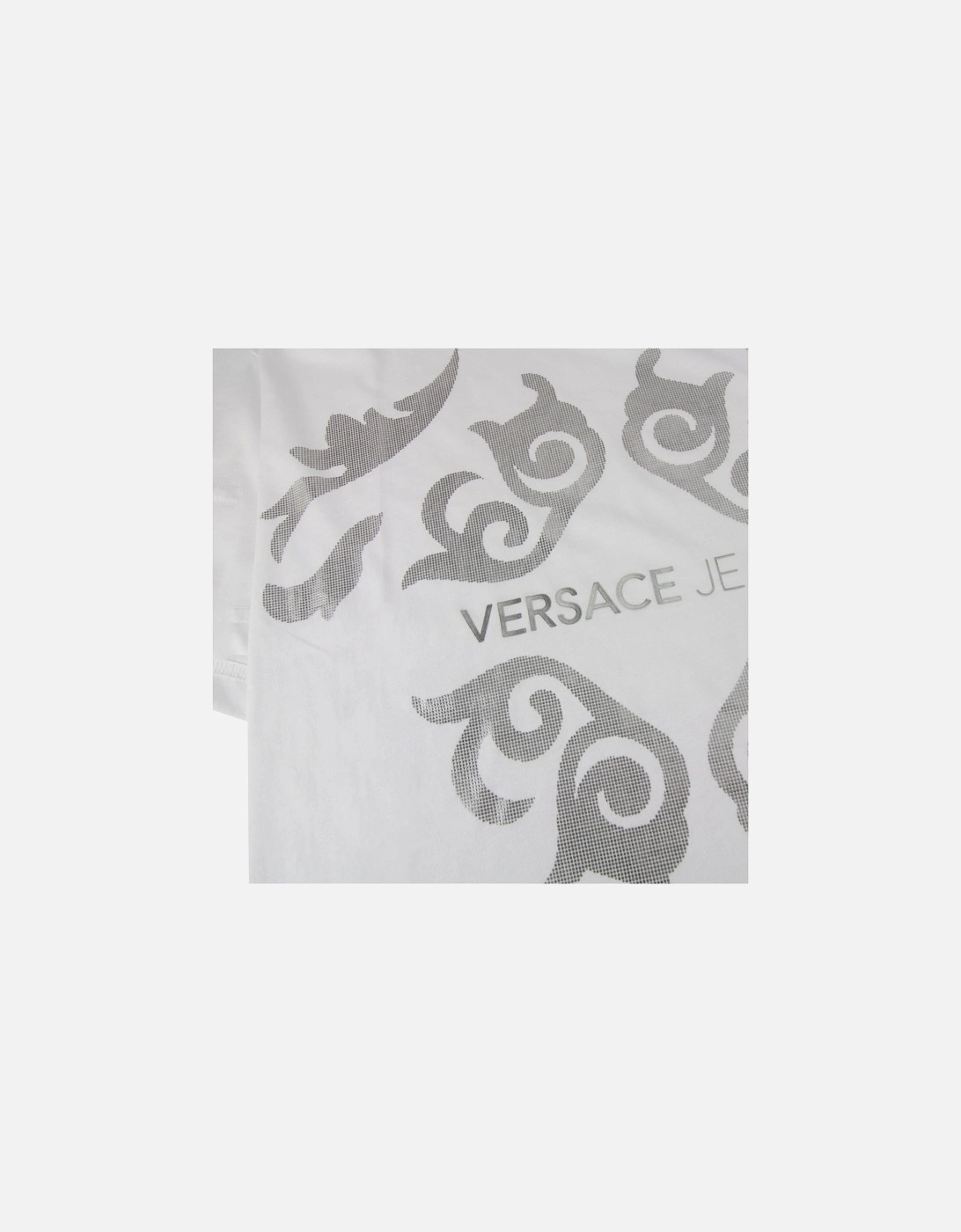 Jeans Foil Printed Logo T Shirt White