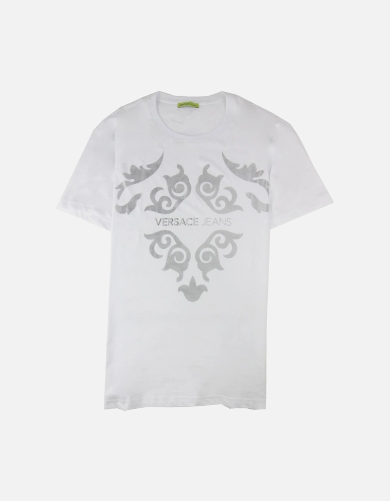Jeans Foil Printed Logo T Shirt White