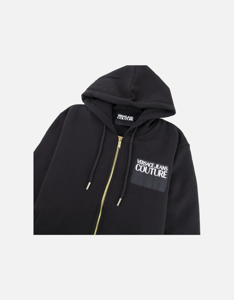 Jeans Couture Logo Zip Up Hoodie Black