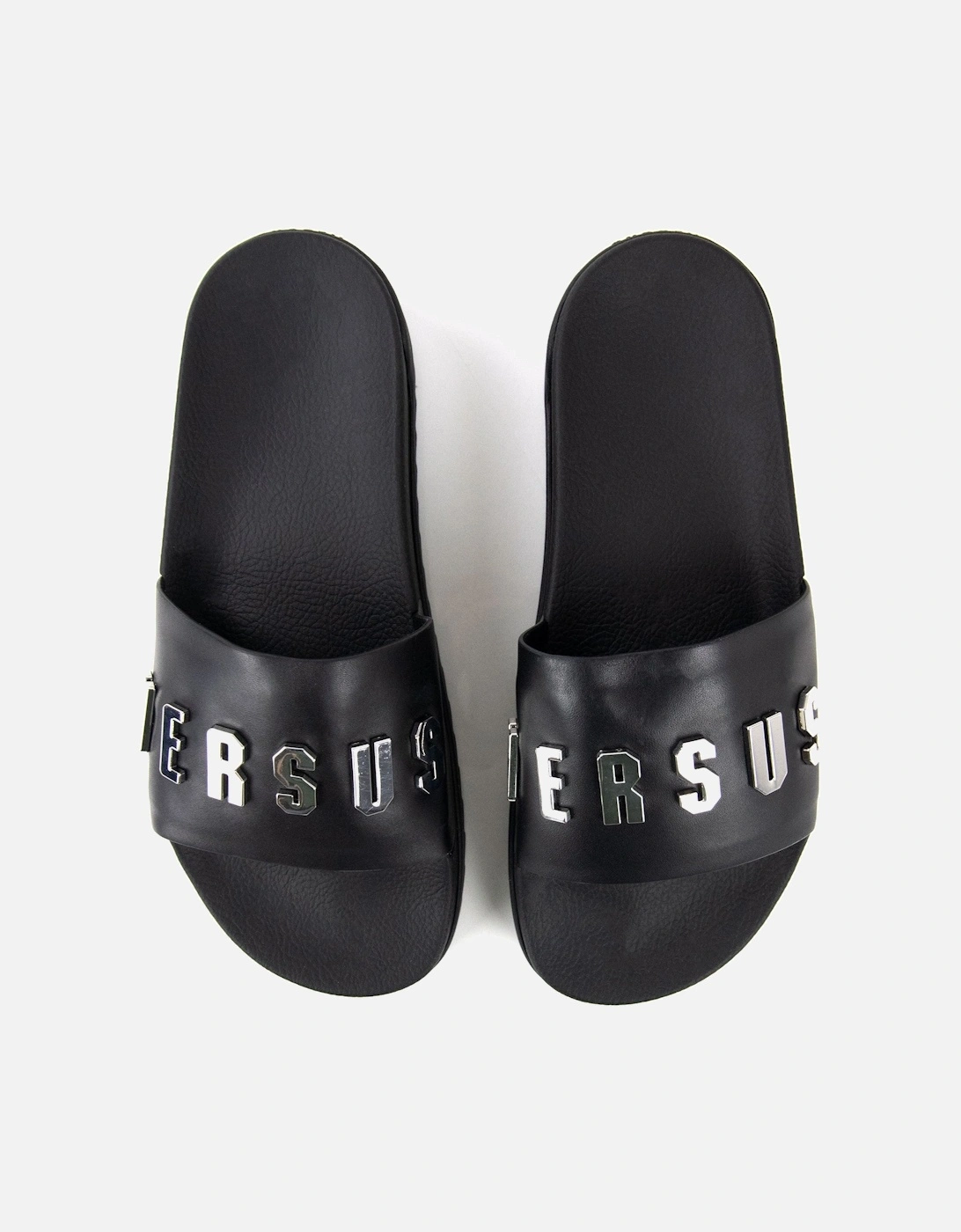 Versace Versus Rubber Sole Metal Logo Slider Black