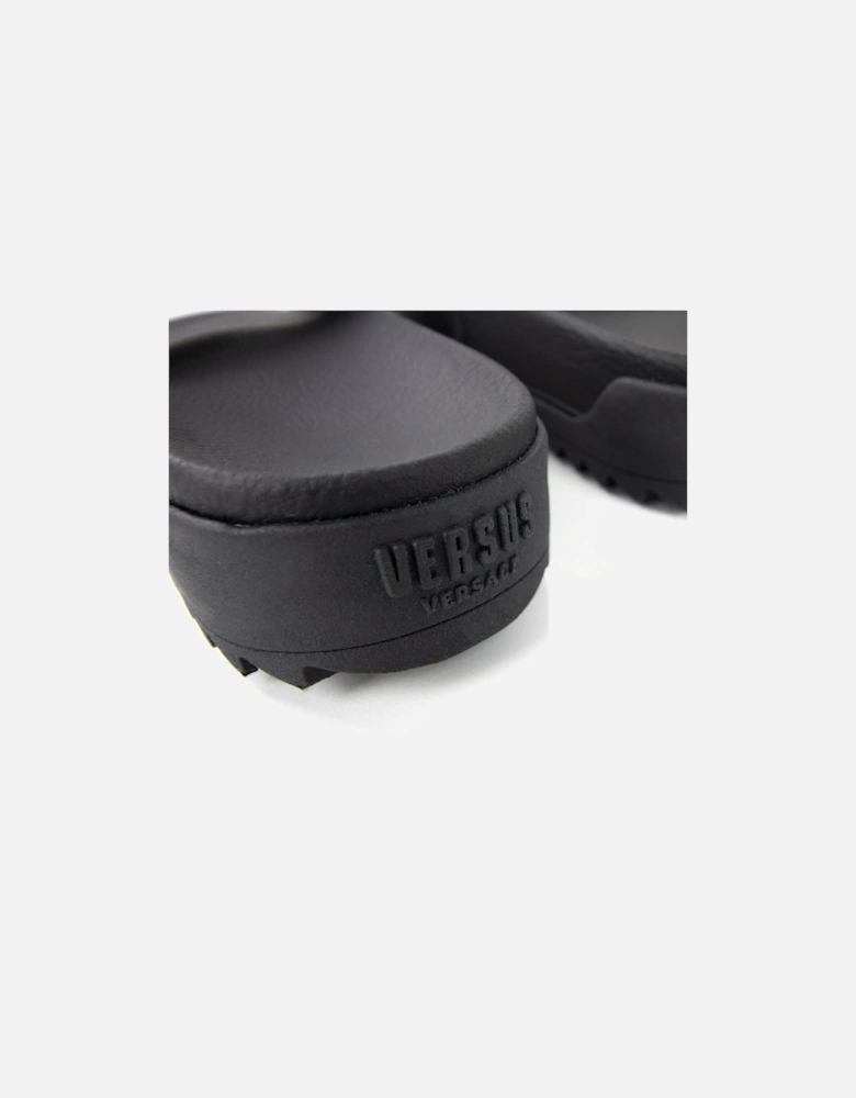 Versace Versus Rubber Sole Metal Logo Slider Black