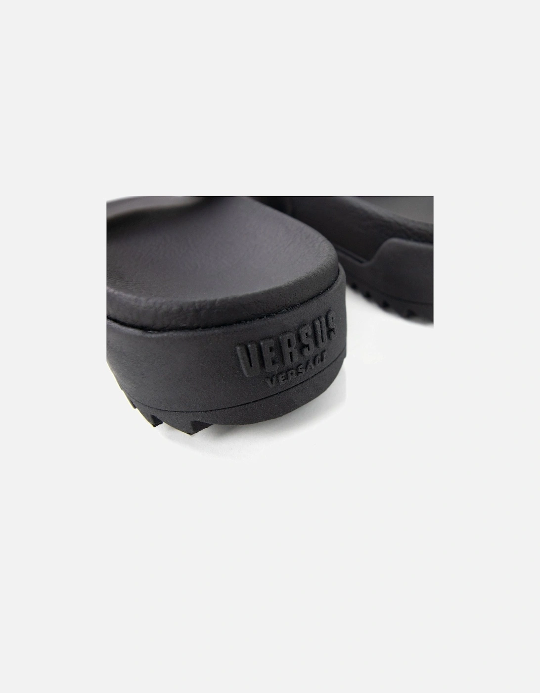 Versace Versus Rubber Sole Metal Logo Slider Black