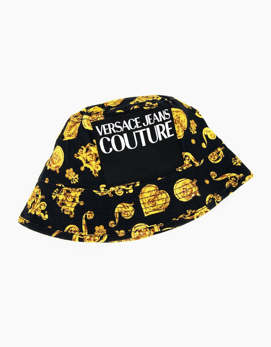 Versace Men's Black Jeans Couture Flag Logo Print Bucket Hat 899 - : M