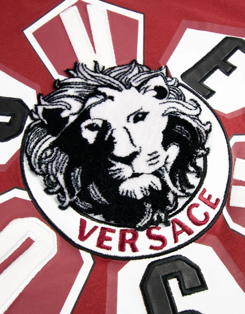Versace Versus Towel Lion Logo Print T Shirt Burgundy