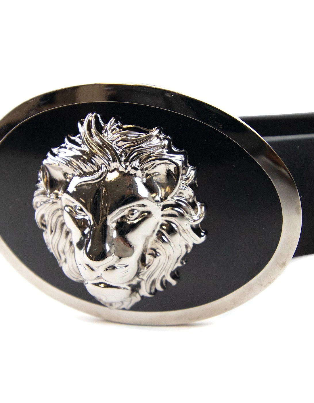 Versace Versus Oval Lion Buckle Belt Black