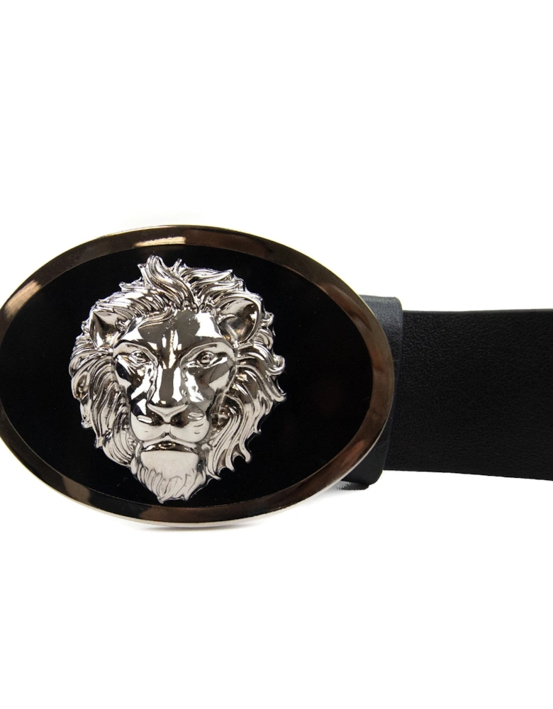 Versace Versus Oval Lion Buckle Belt Black