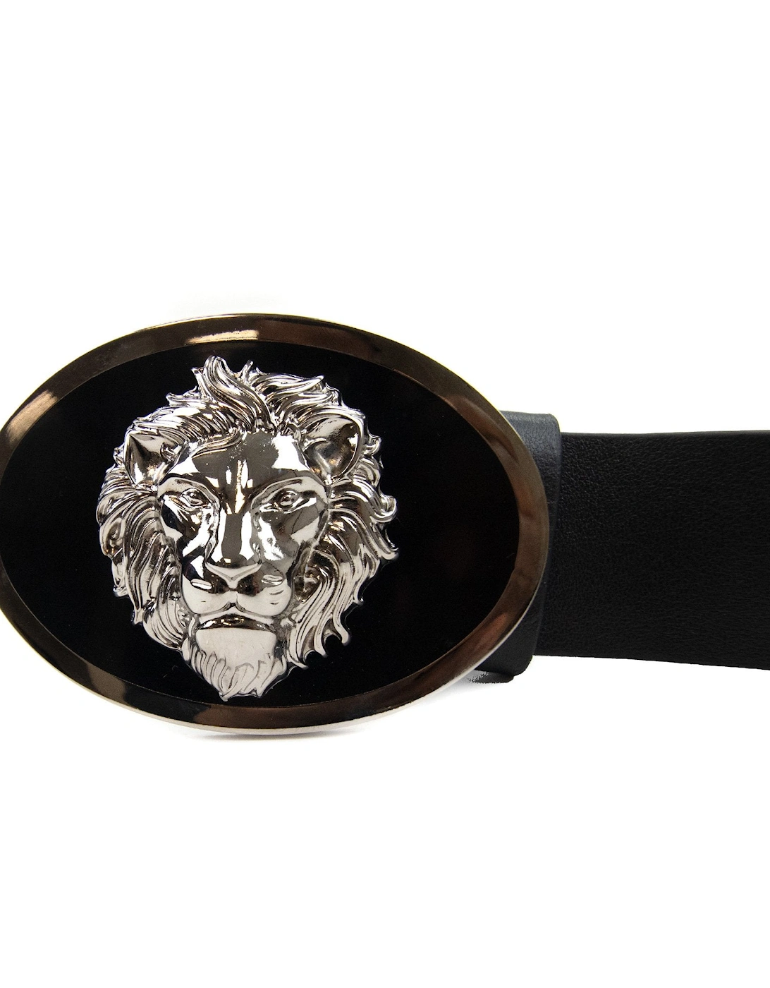 Versace Versus Oval Lion Buckle Belt Black