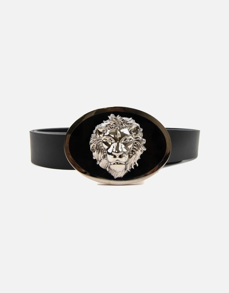 Versace Versus Oval Lion Buckle Belt Black