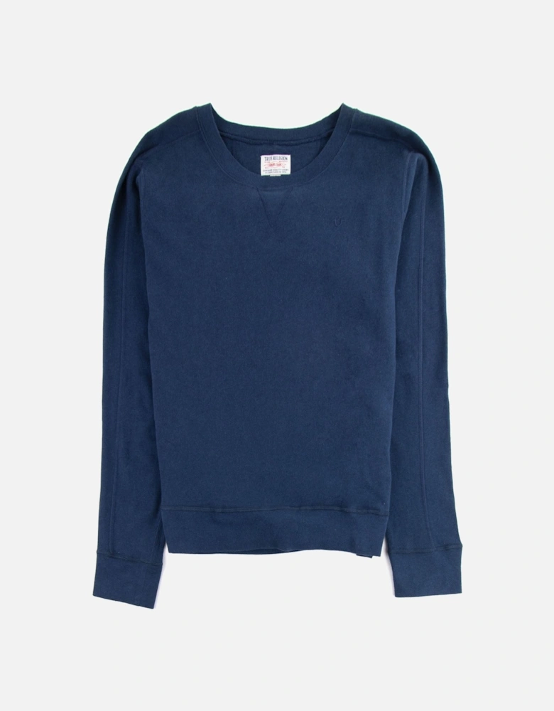 Terry L/s Small Logo Crew Neck Sweat Midnight Blue