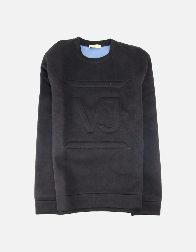 Jeans Embossed Logo Double Jersey Sweatshirt Black