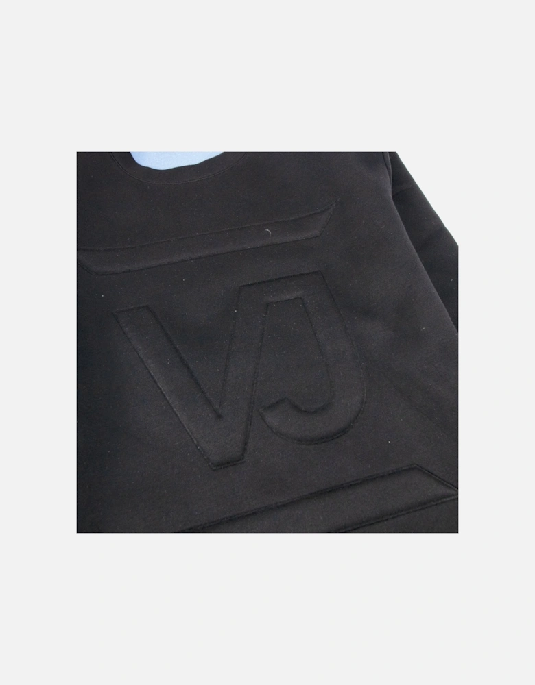 Jeans Embossed Logo Double Jersey Sweatshirt Black