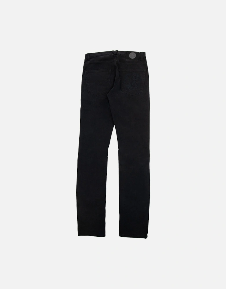 Jeans Embroidered Logo Slim Fit Jean Black
