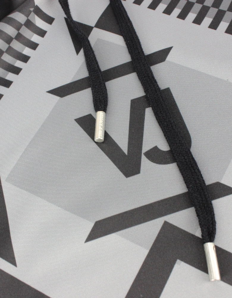 Jeans Geometric Hoodied Sweatshirt Black