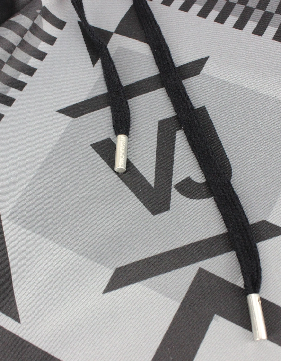 Jeans Geometric Hoodied Sweatshirt Black