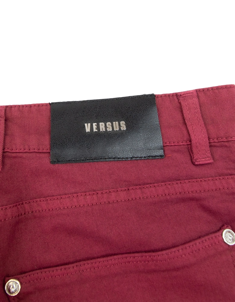 versace versus Rosso Five Pocket Jeans Burgundy