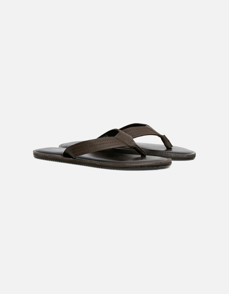 Washton Leather Men's Brown Stone Flip Flops