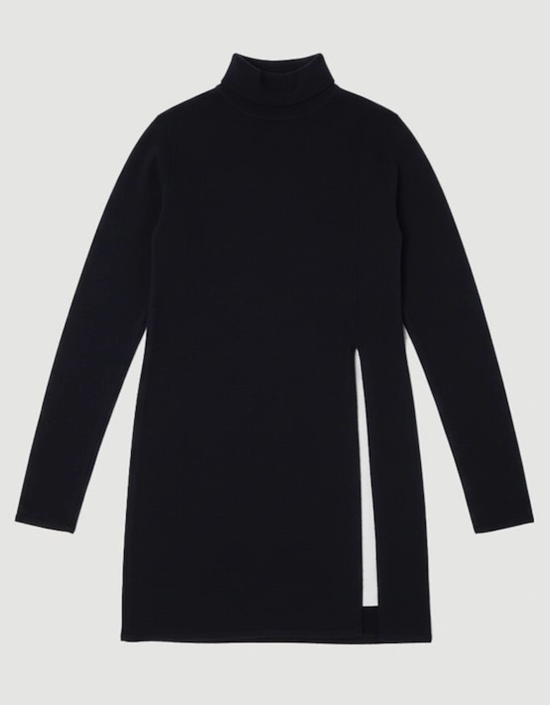 Cashmere Blend Deep Slip Longline Knit Top