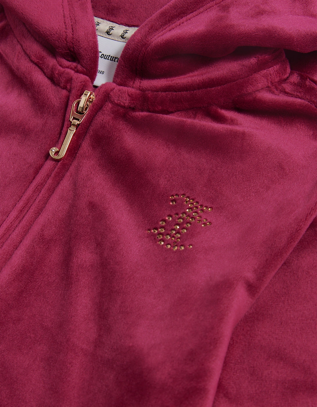 Girls Diamante Zip Up Top in Red