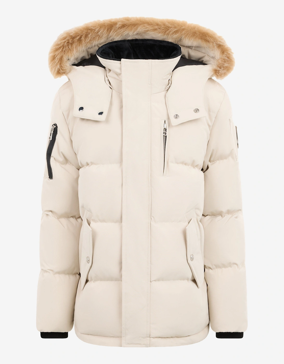 Girl's Moose Knuckles Kids 3Q Down Padded Puffer Jacket in Ivory - Cream - Size: XL 14 - 16 yrs