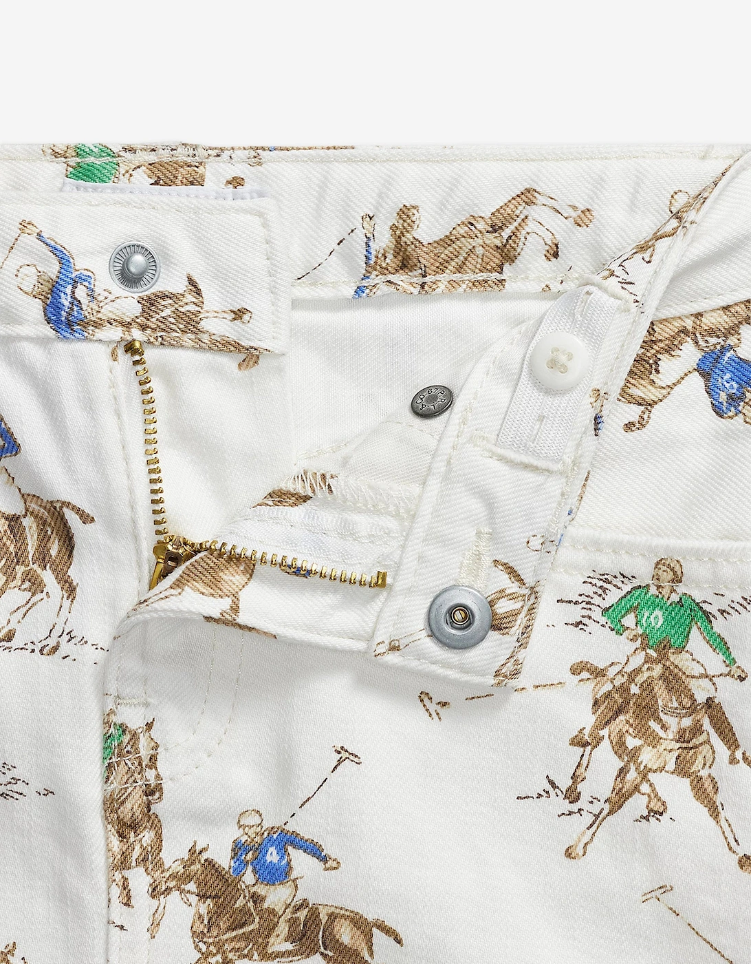 Girls Polo Player Denim Skirt in White