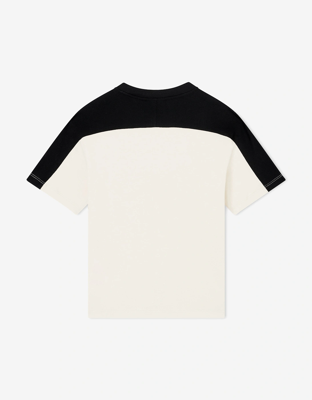 Emporio Armani Boys Train Athletic Colourblock T-Shirt in Ivory
