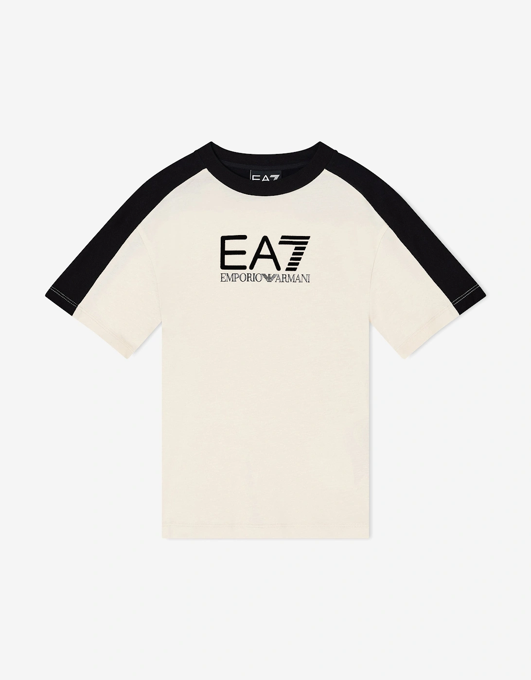 Emporio Armani Boys Train Athletic Colourblock T-Shirt in Ivory, 5 of 4