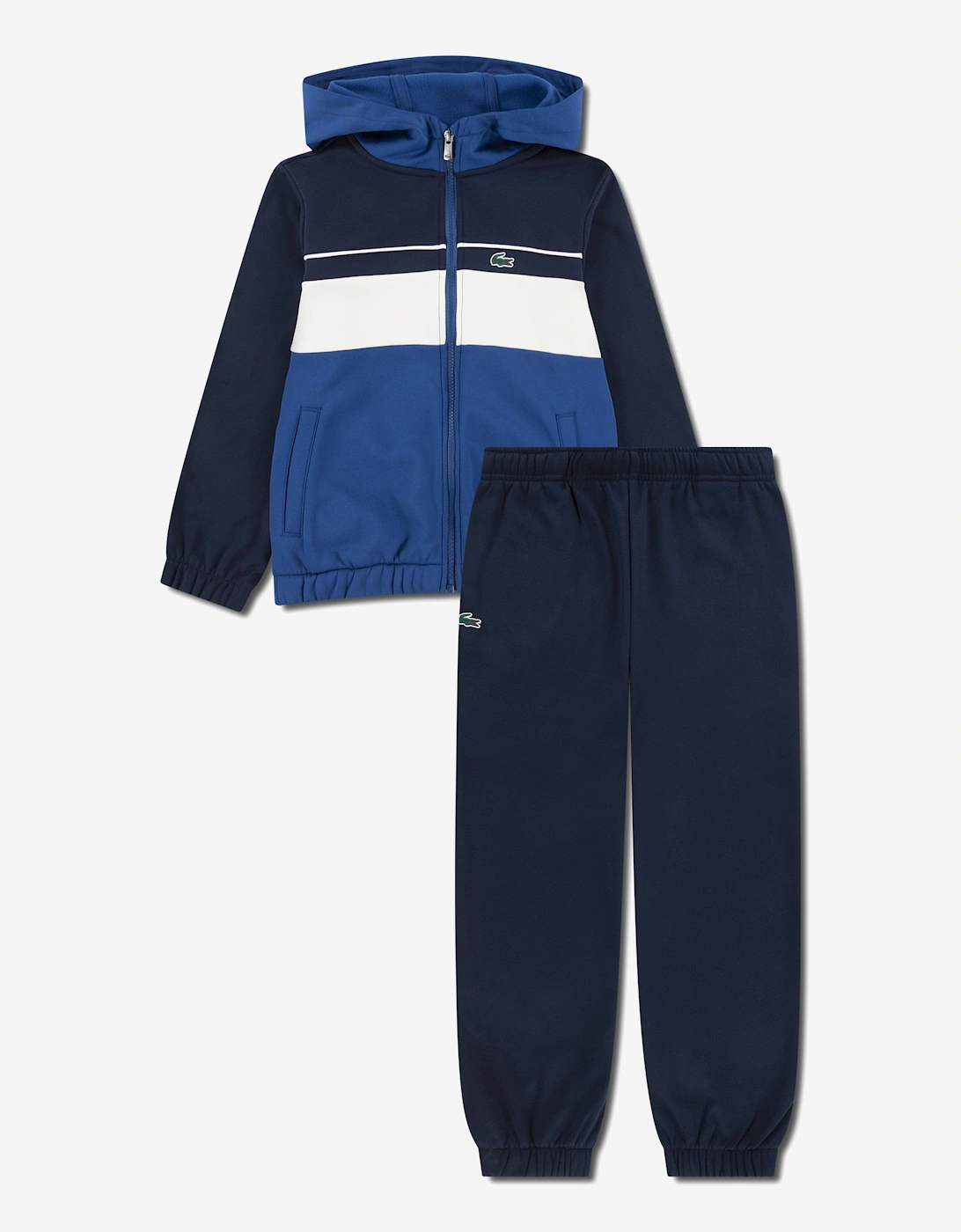 Boys Front Stripe Full Zip Tracksuit in Blue, 5 of 4