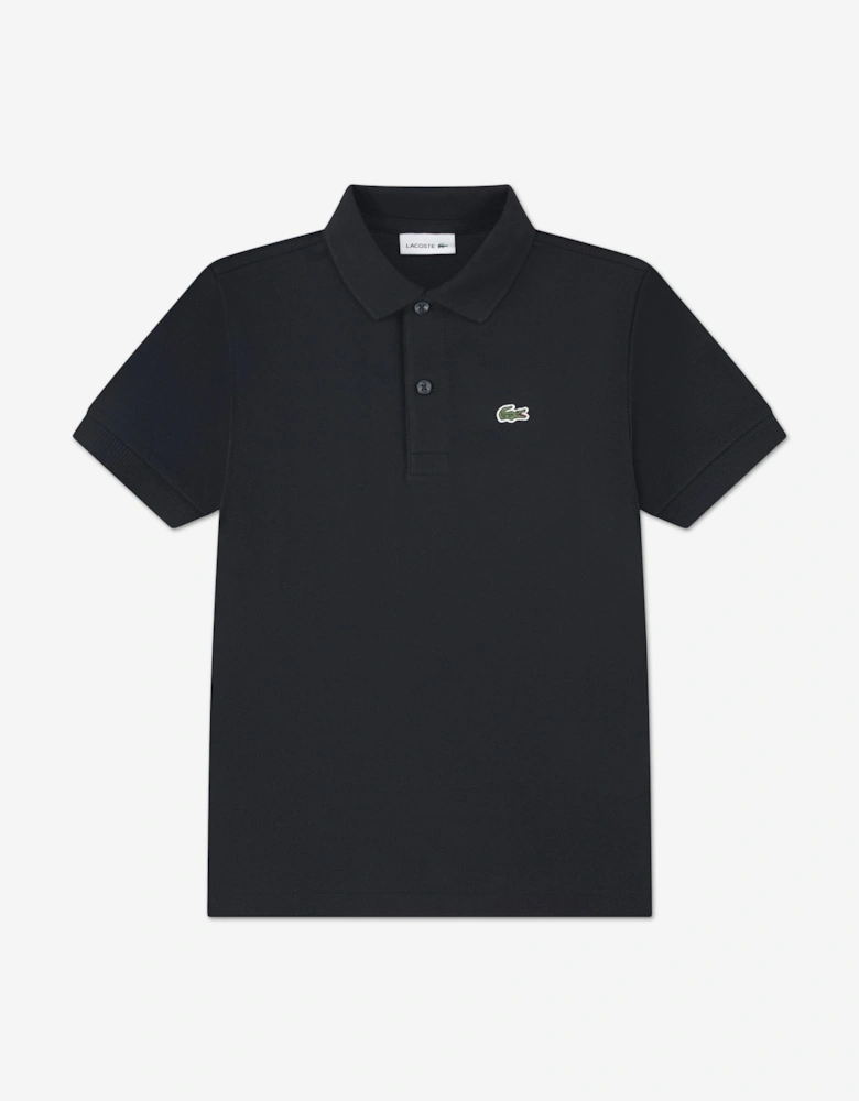 Boys Petit Pique Polo Shirt in Black