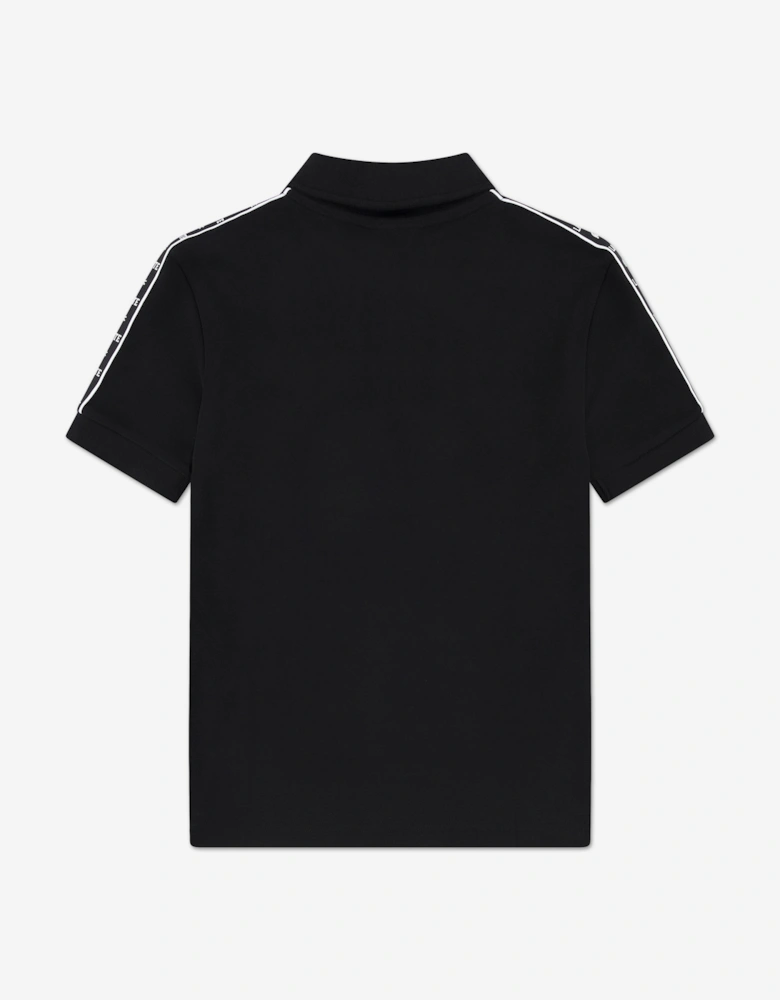 Boys Carbonised Interlock Polo Shirt in Black