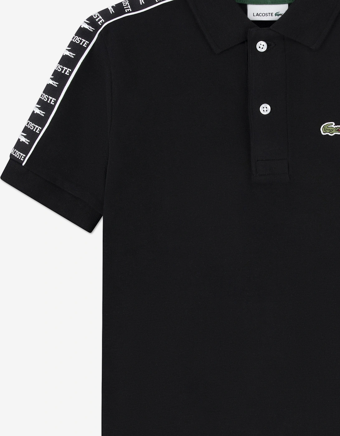 Boys Carbonised Interlock Polo Shirt in Black
