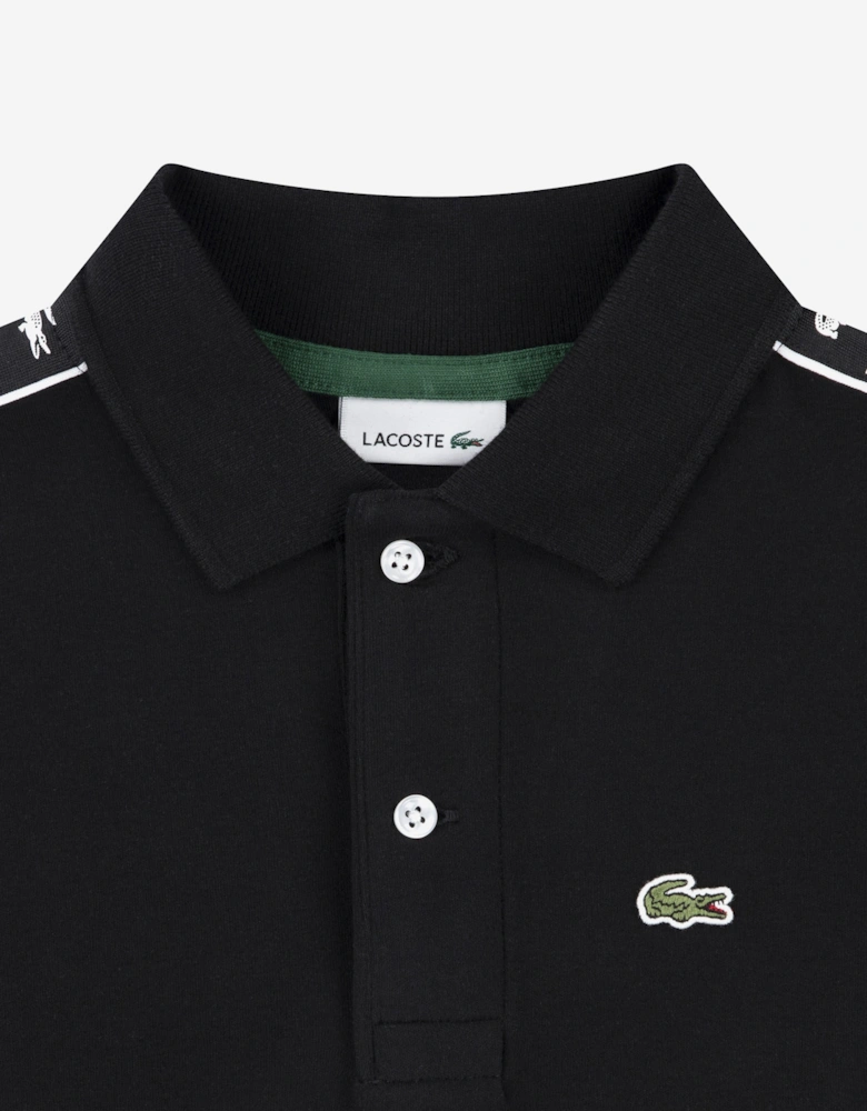 Boys Carbonised Interlock Polo Shirt in Black