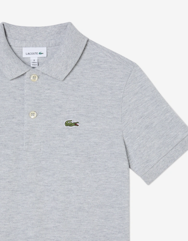 Boys Pique Polo Shirt in Grey